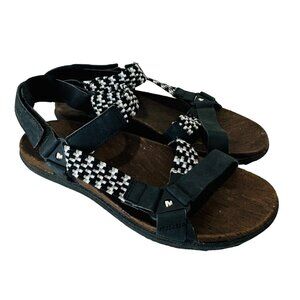 Merrell Around Town Sunvue Woven Hiking Sports Sandal Black White Outdoor Trail
